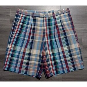 NWT Berle Men's Multicolor Plaid‎ Indian Madras Shorts Size 40x9.5